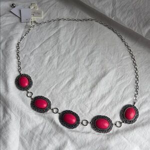 Elegant Fuchsia and Silver Women's Belt